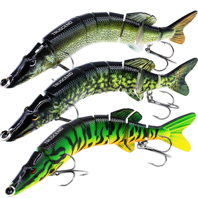 TRUSCEND Easy Catch SwimMax with BKK Hooks, Magic Noisy Wiggling and Vibrating Actions for More Bites, Lifelike Fishing Lures for Bass Trout Walleye Crappie, Strongest Dyneema Fiber Jointed Swimbaits - Image 1